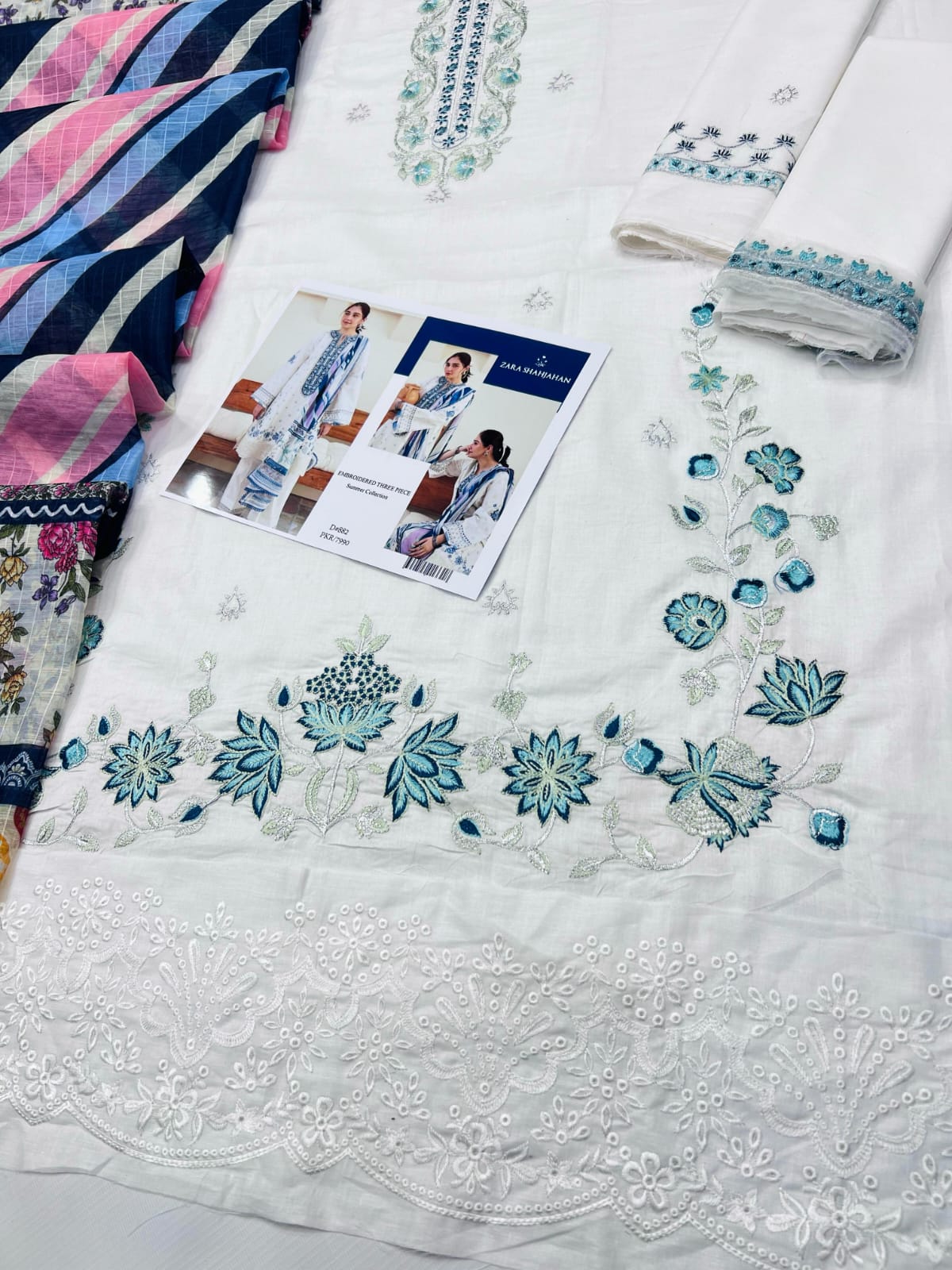Zara Shahjahan D#882 – Elegant Embroidered Three-Piece Lawn Suit