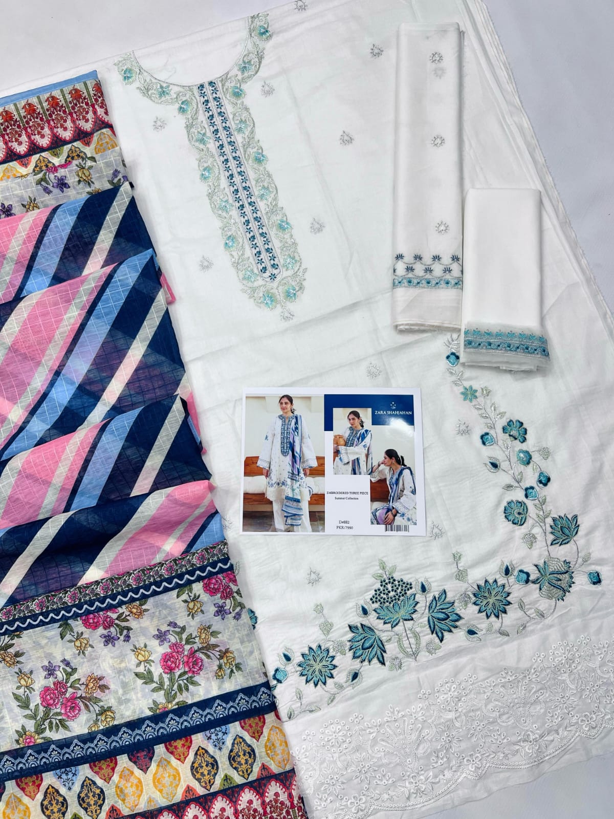 Zara Shahjahan D#882 – Elegant Embroidered Three-Piece Lawn Suit