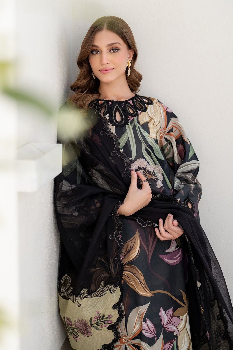 BAROQUE PATCHES with 4 Side Lace Chiffon Dupatta Fabric: 9070 Lawn Three Piece Suit