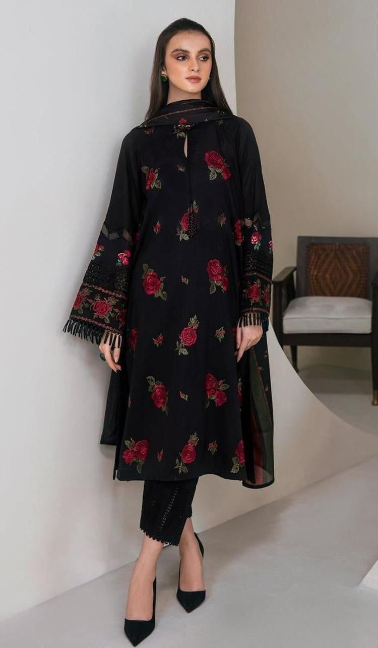 Baroque Embroidered Black Lawn Three-Piece Suit MOST DEMANDING ARTICLE