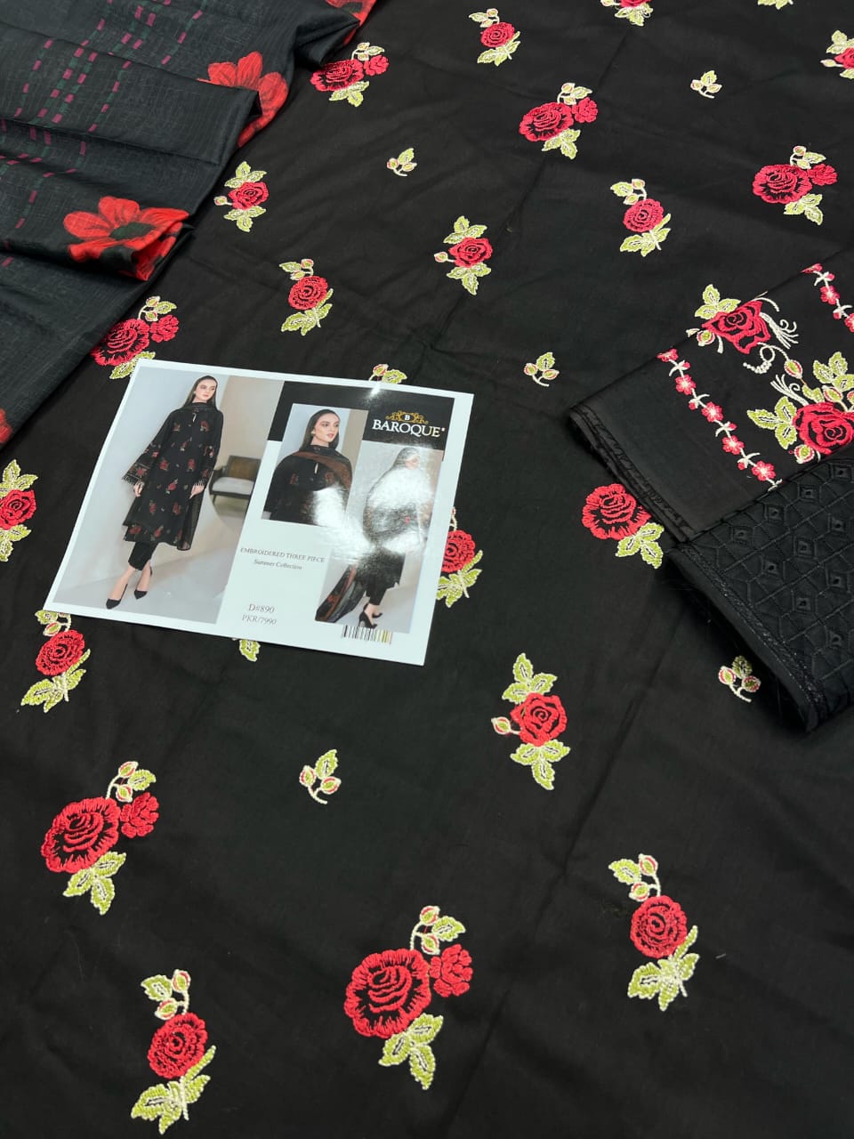 Baroque Embroidered Black Lawn Three-Piece Suit MOST DEMANDING ARTICLE