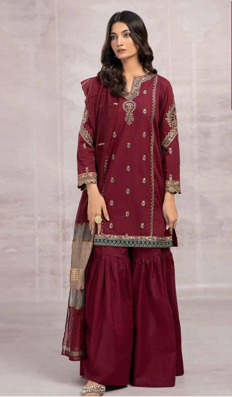 Maria.B – Embroidered Lawn Three-Piece Suit (D#880) – Summer Collection 3 piece suit unstitched
