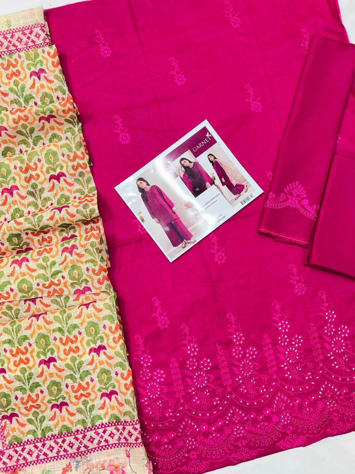 MOST DEMANDING ARTICLE GARNIT LAWN  WITH  DIGITAL Diamond DUPATTA 3 piece suit unstitched