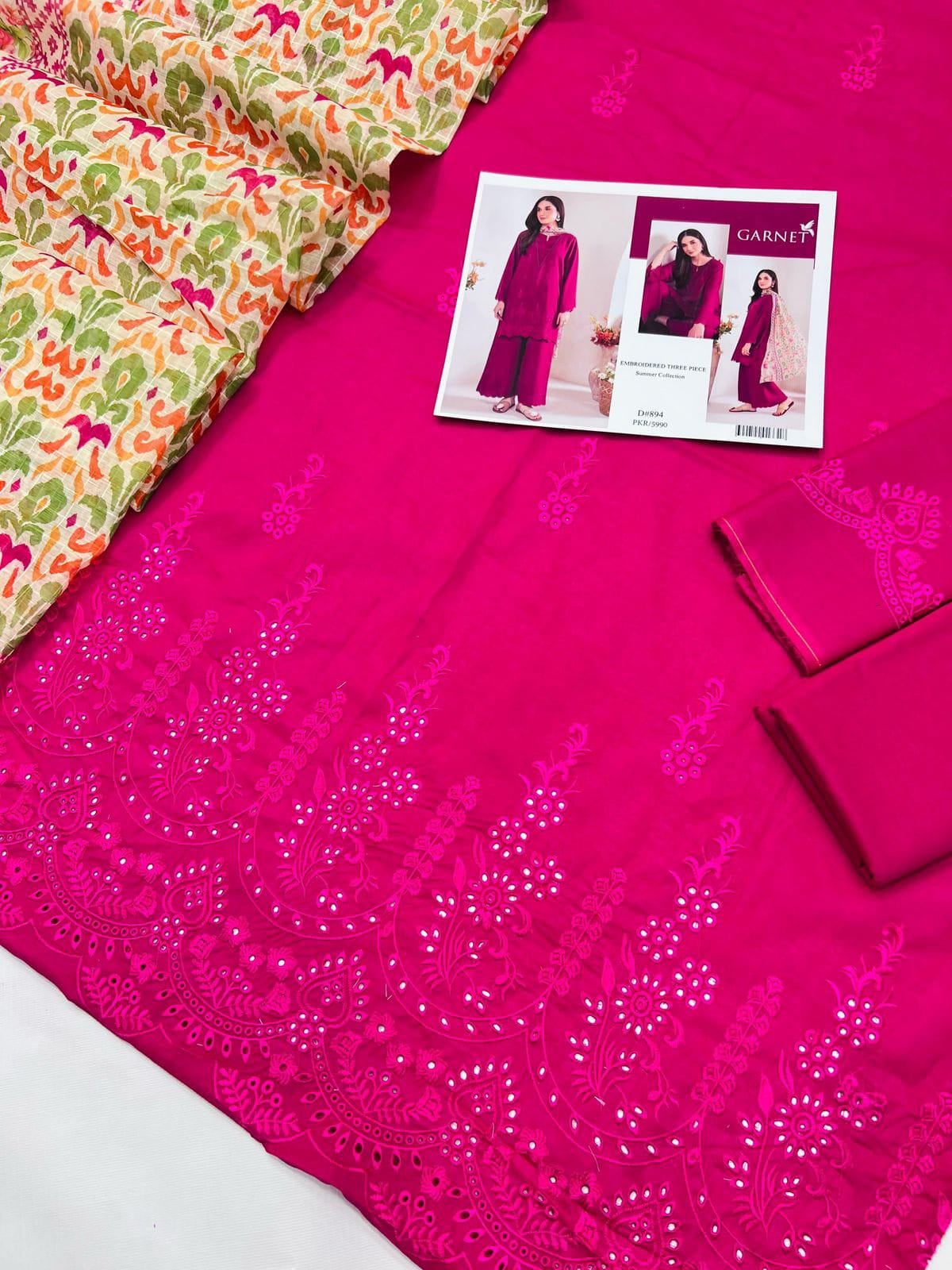 MOST DEMANDING ARTICLE GARNIT LAWN  WITH  DIGITAL Diamond DUPATTA 3 piece suit unstitched
