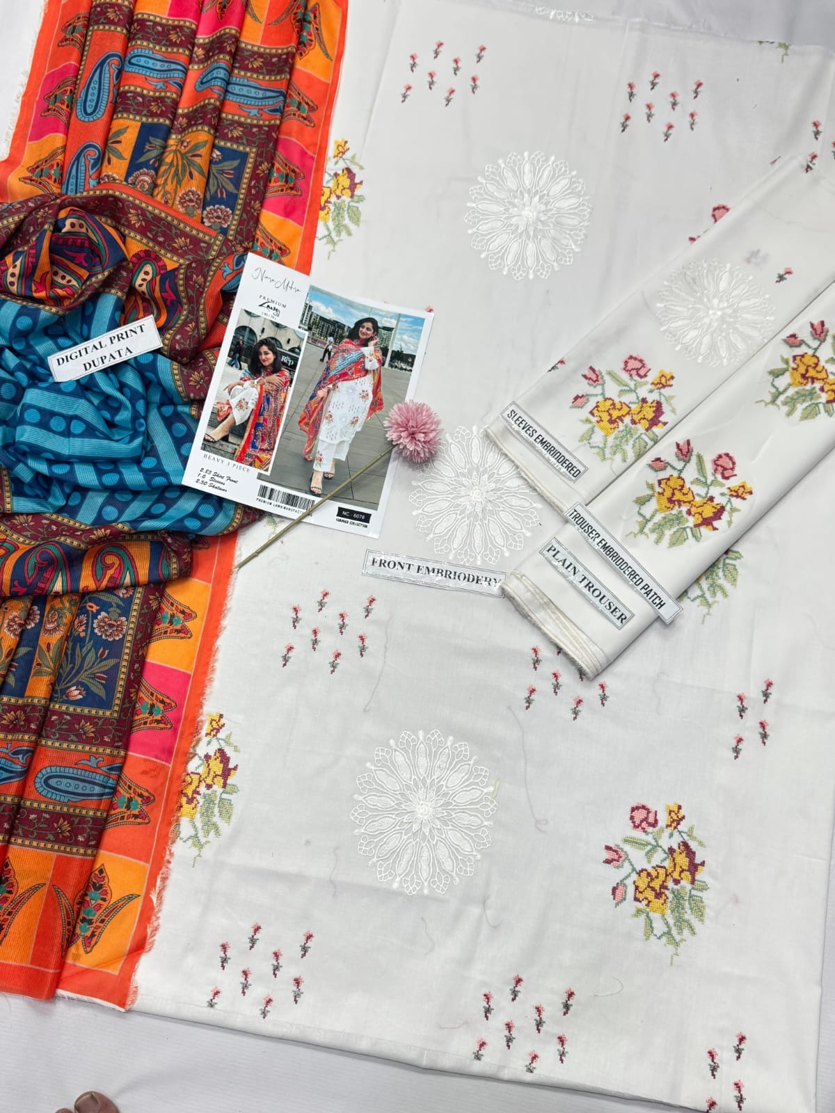 SUMMER COLLECTION 2025 🍂NIMRA mehra 6078🍂 3 piece suit unstitched ✔️ With Catalog & Bag