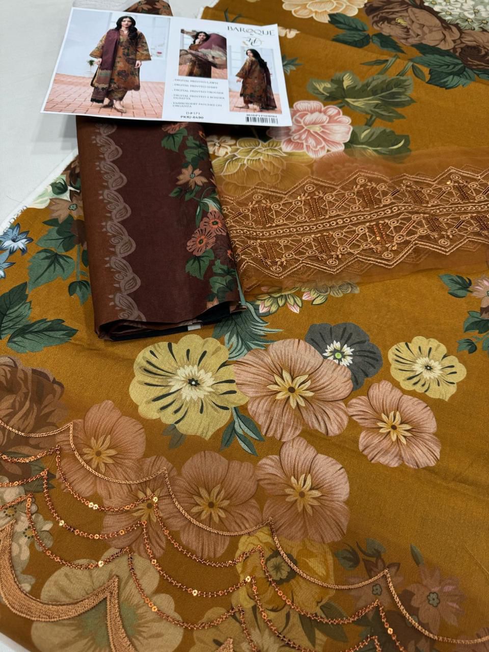 BAROQUELAWN PATCHES WITH LAWN DUPATTA 3 piece suit unstitched