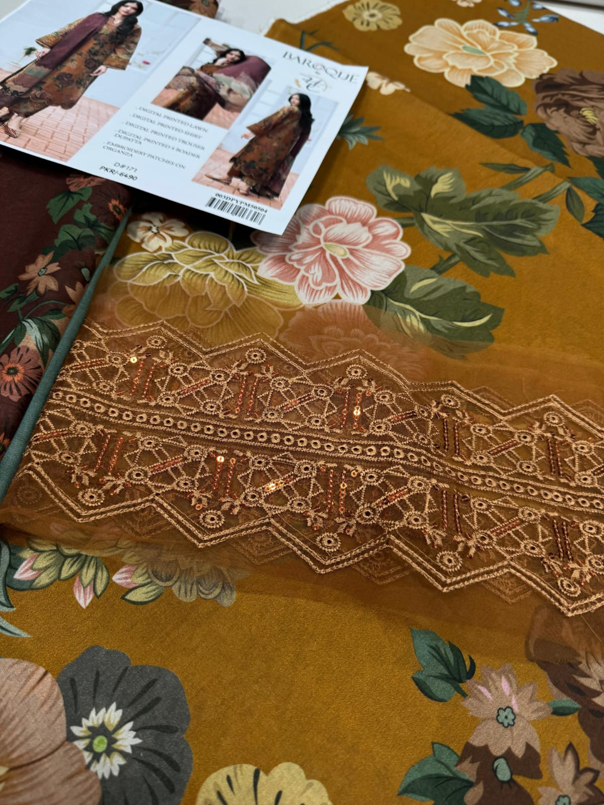 BAROQUELAWN PATCHES WITH LAWN DUPATTA 3 piece suit unstitched