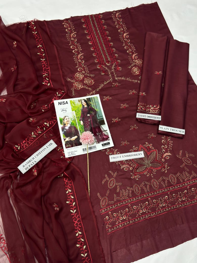 🍂Nisa 6001🍂 Stuff: Best Quality LAWN AIRJET 3 piece suit unstitched