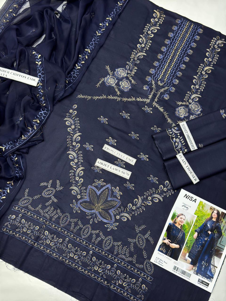 🍂Nisa 6001🍂 Stuff: Best Quality LAWN AIRJET 3 piece suit unstitched