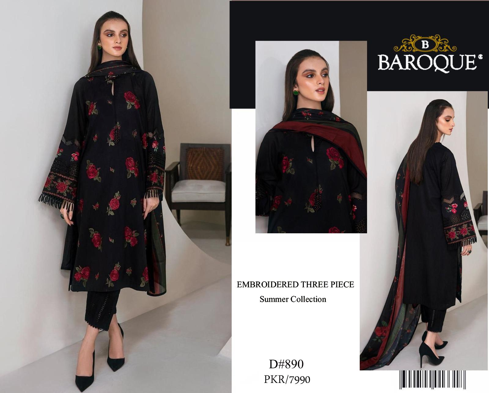 Baroque Embroidered Black Lawn Three-Piece Suit MOST DEMANDING ARTICLE